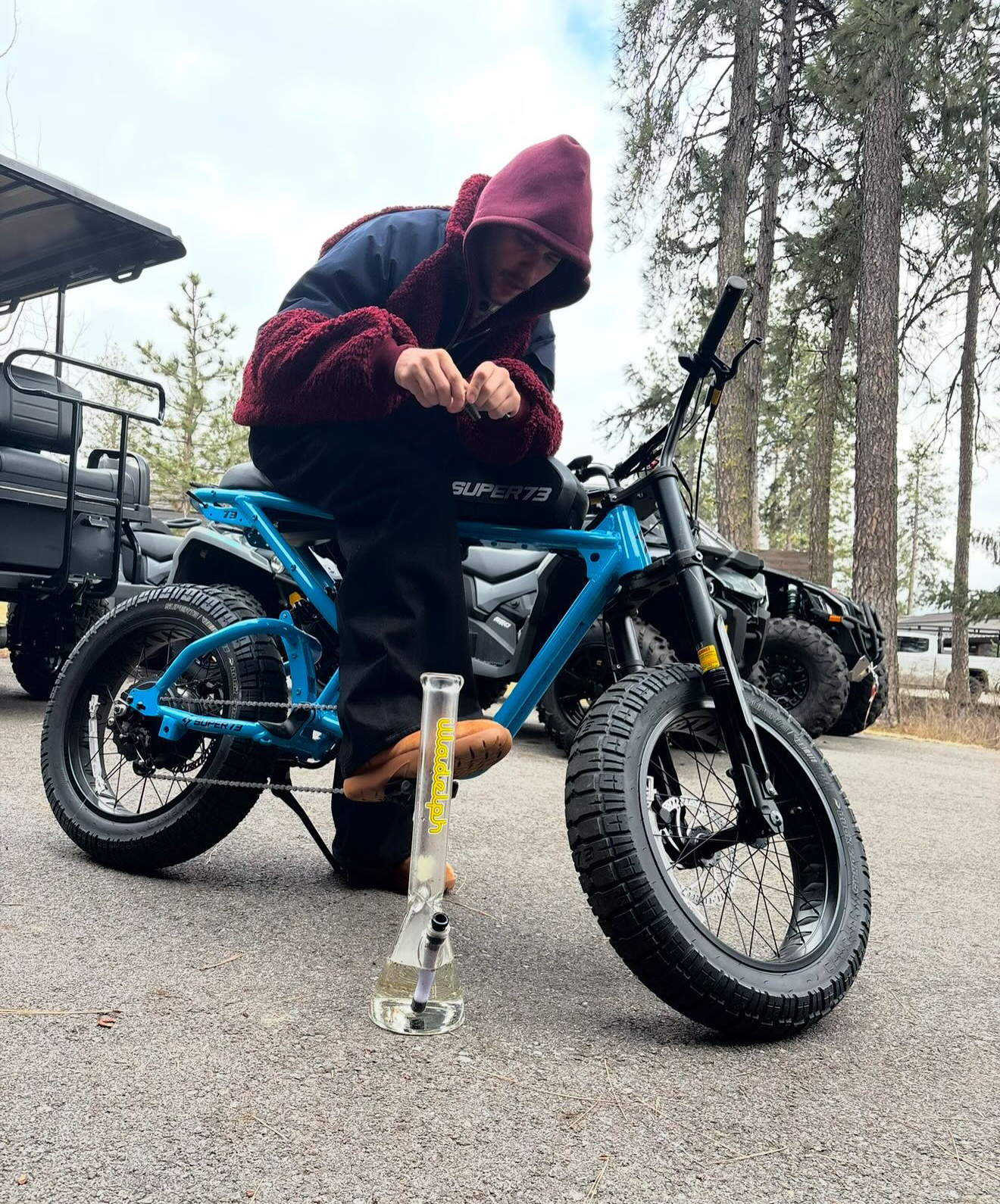 Justin Bieber on an e-bike.