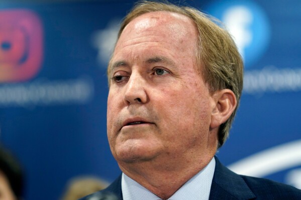 Texas Attorney General Ken Paxton makes a statement at his office, May 26, 2023, in Austin, Texas. (AP Photo/Eric Gay, File)