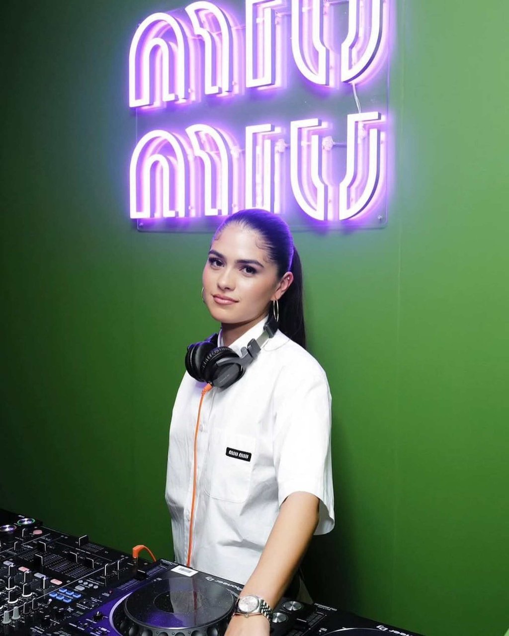 Kim Turnbull DJing for Miu Miu in 2022. Photo: @kim_turnbull/Instagram